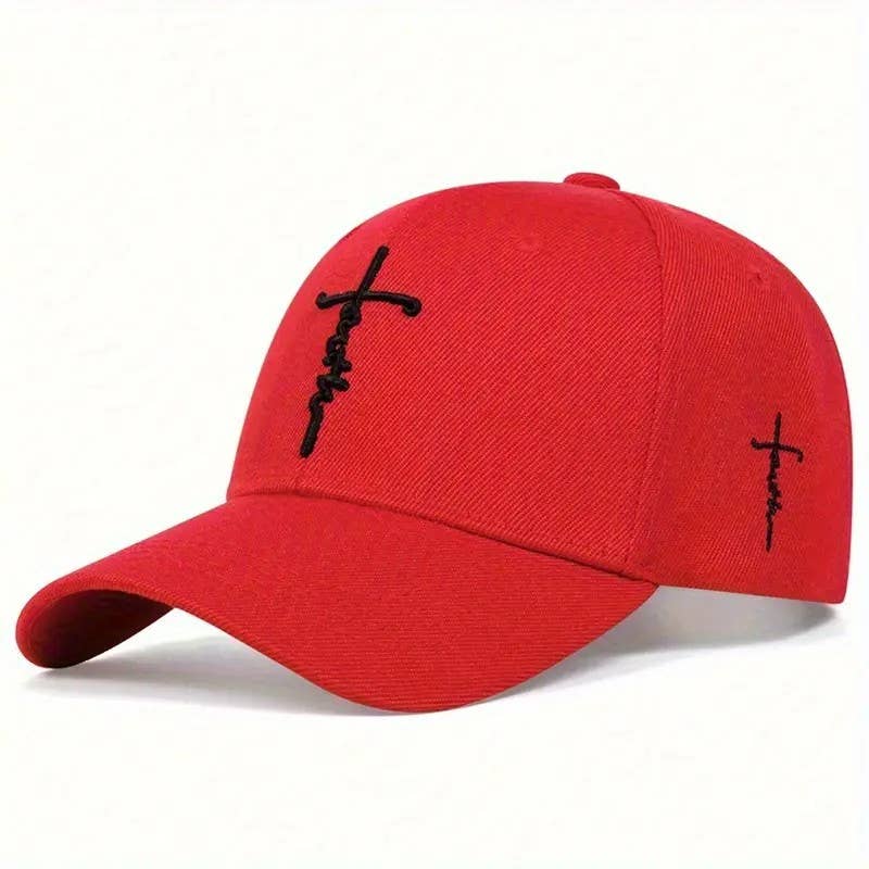 Faith Cross Embroidered Christian Baseball Cap,Adjustable