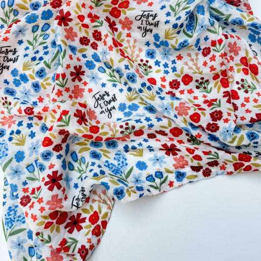 Jesus I Trust in You Muslin Swaddle