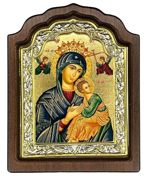 Virgin Mary Perpetual Help - Arched and Engraved Icon