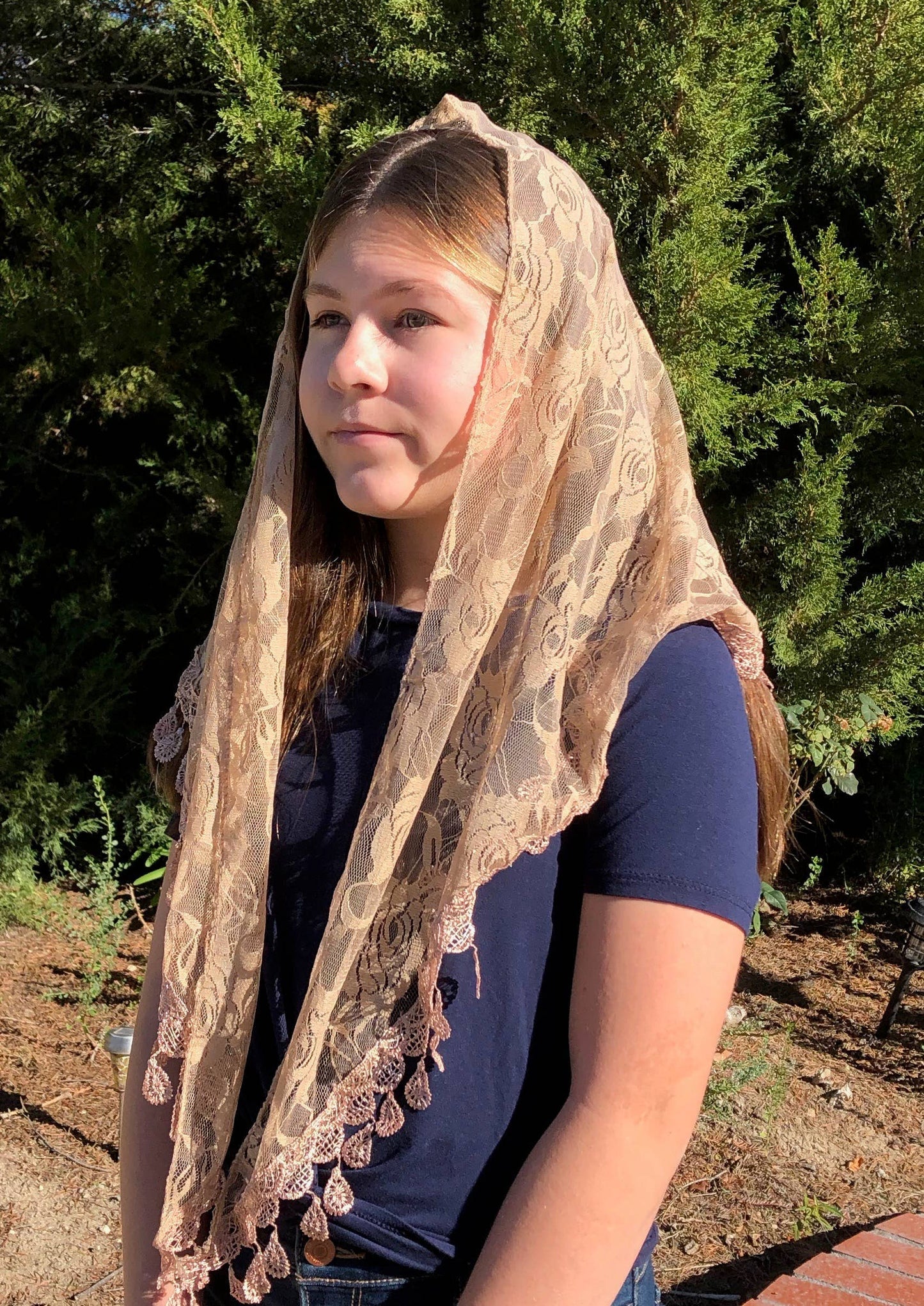 St. Clare of Assisi Veil  -BEIGE      (60" x 20")