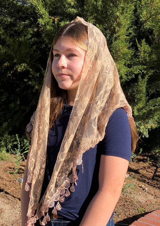 St. Clare of Assisi Veil  -BEIGE      (60" x 20")