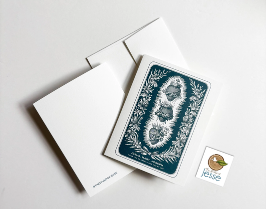 3 Sacred Hearts Greeting Card | Catholic gift Catholic card