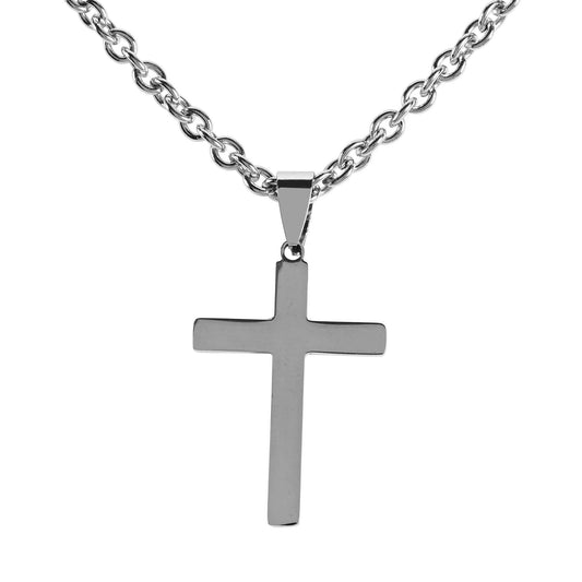 Necklace Box Cross Stainless Steel 24in Chain
