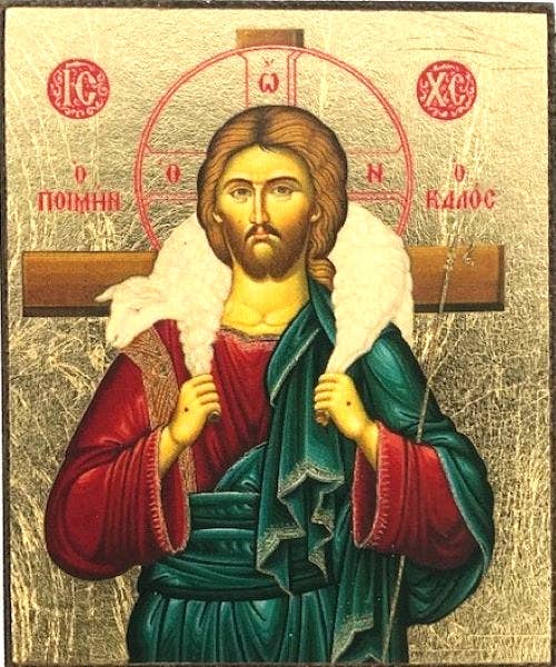 Jesus Christ Good Shepherd Silk Screen Icon Magnet