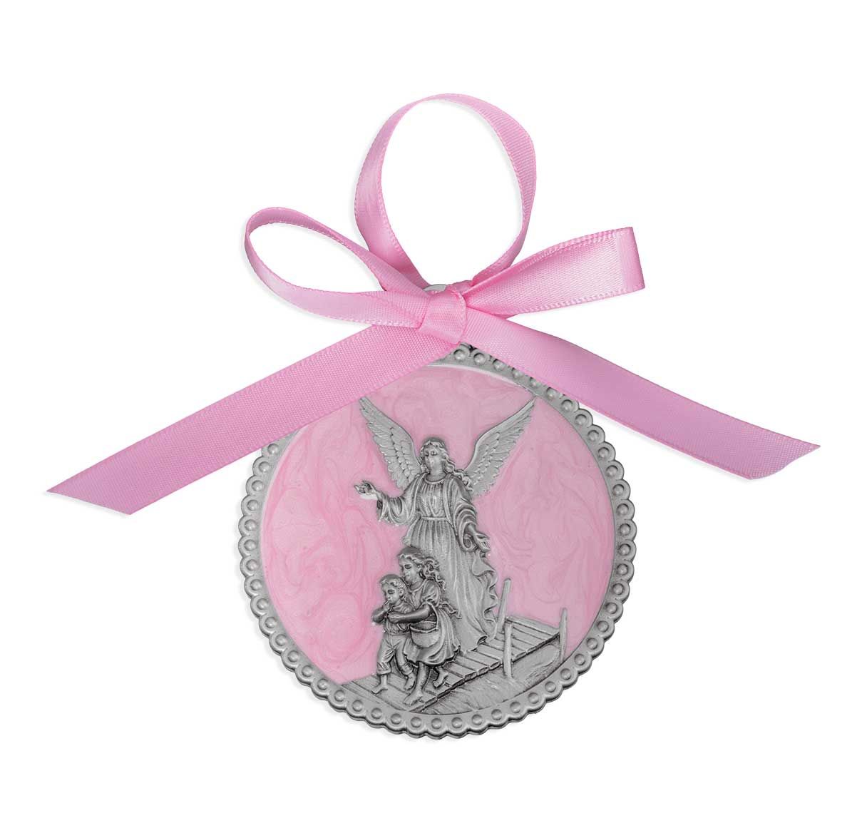 Pewter Crib Medal with Pink Epoxy