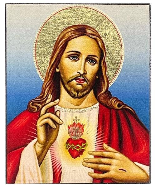 Sacred Heart of Jesus Christ Silk Screen Icon Magnet