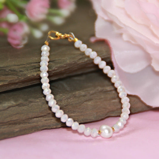 Opaque Pink and Pearl Infant 4.5" Bracelet