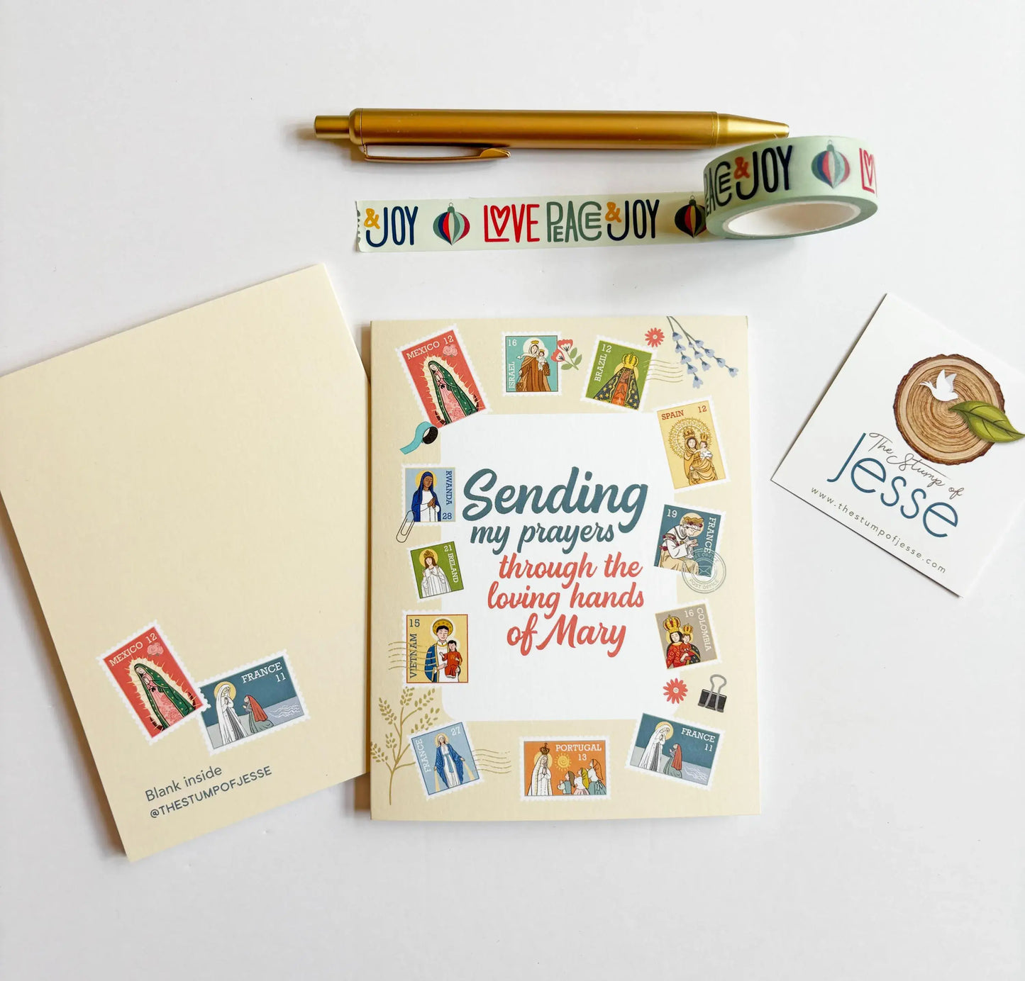 Ave Maria Post Yellow Greeting Card I Catholic Gift & Card