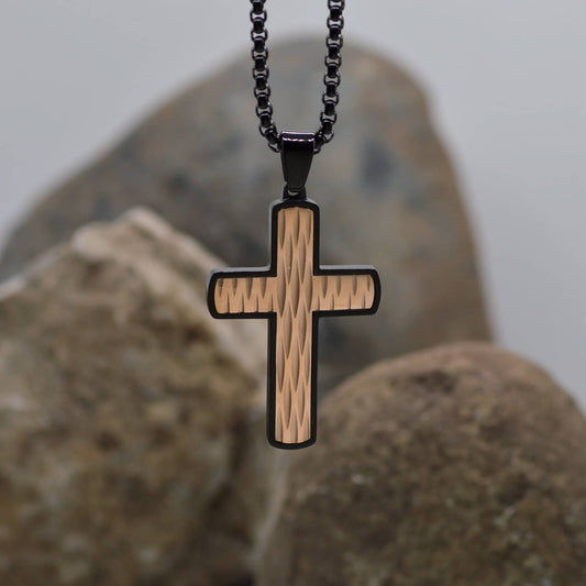Copper/Black Stainless Cross Necklace