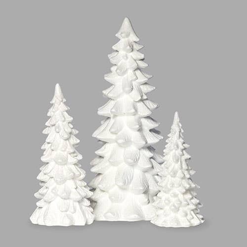 White Trees with White Glitter; 3-piece Set