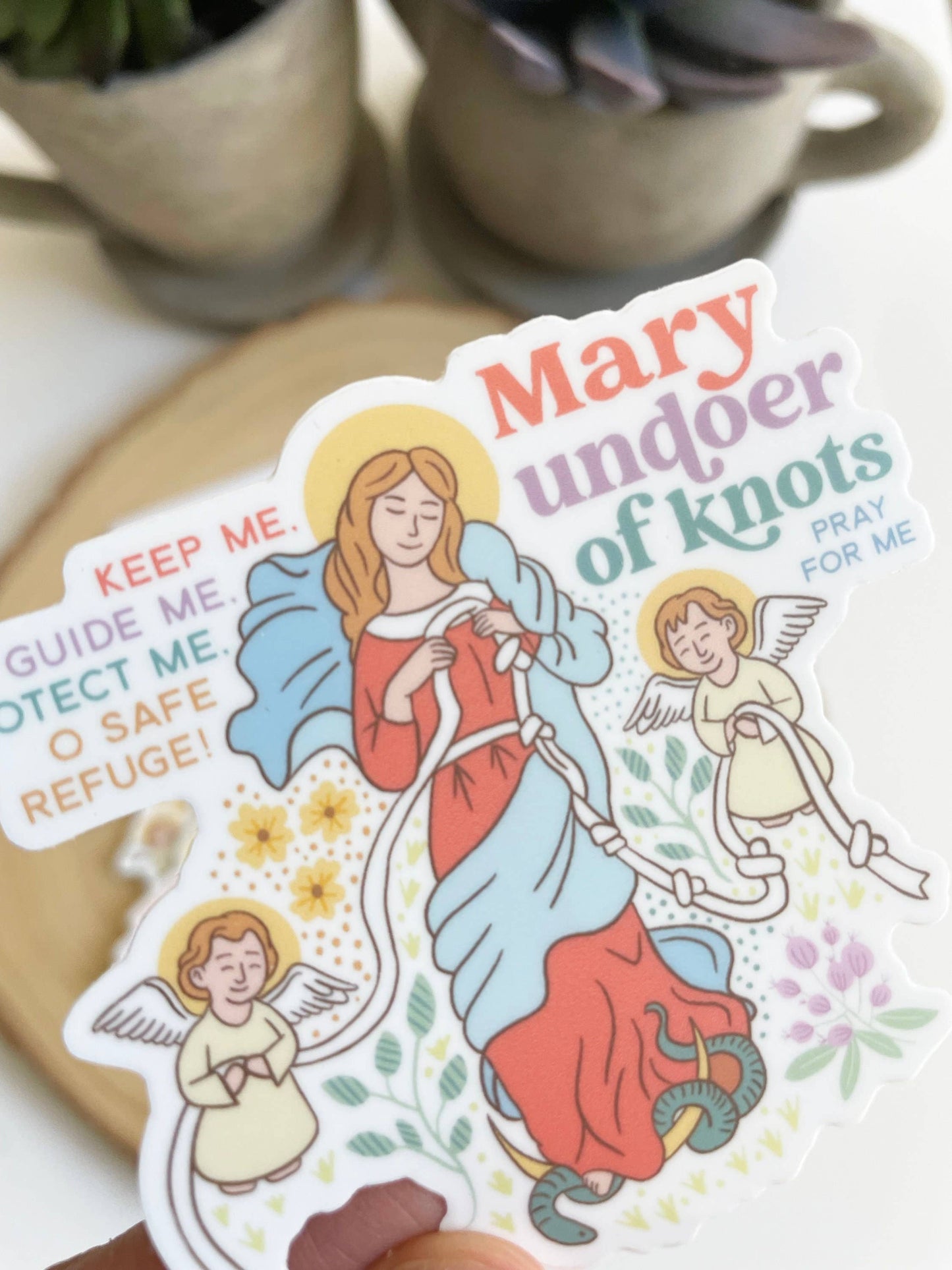 Mary Undoer of Knots Waterproof Catholic Sticker