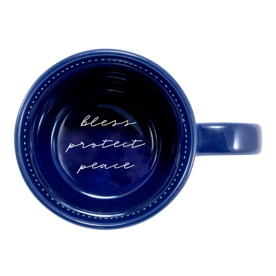Ceramic Mug  Blue Flourist  Blessed