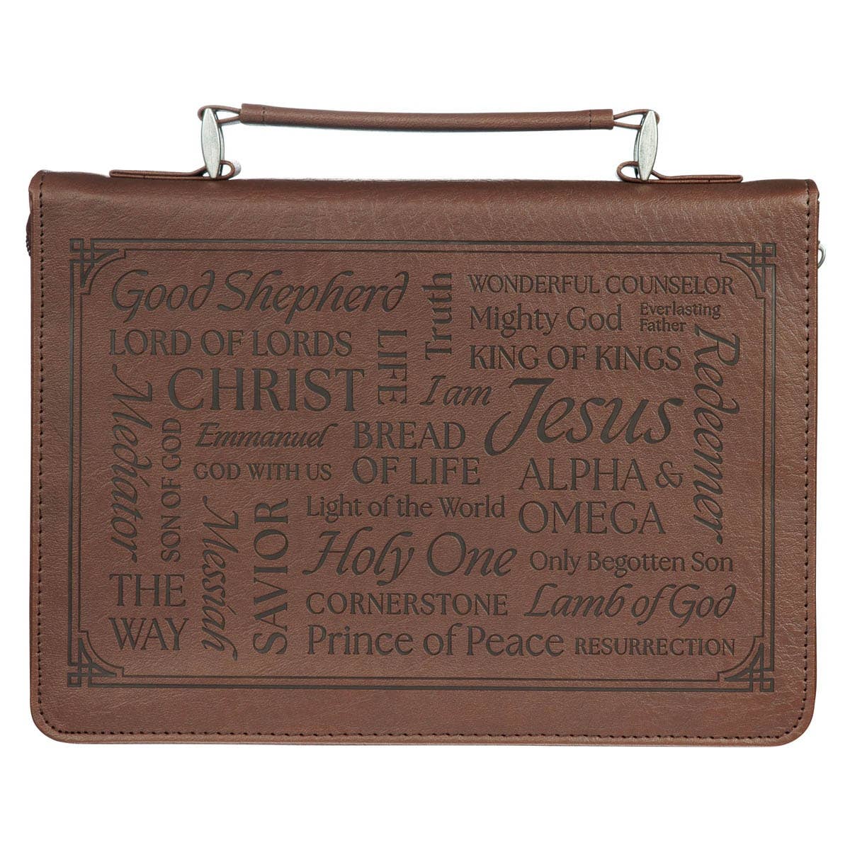 Bible Cover Classic Brown Names of Jesus Isa. 9:6 L