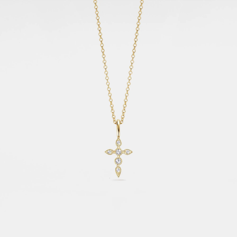 Moissanite Cross Pendant Necklace in 925 Sterling Silver