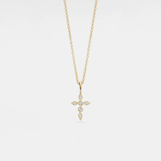 Moissanite Cross Pendant Necklace in 925 Sterling Silver