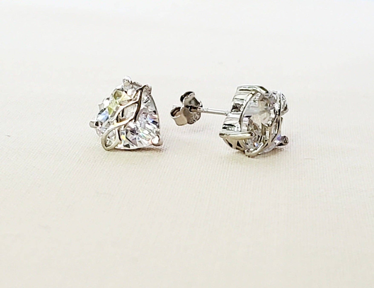 Sacred heart white earrings