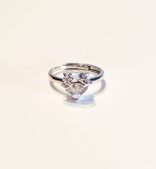 Adjustable White Sacred Heart Ring