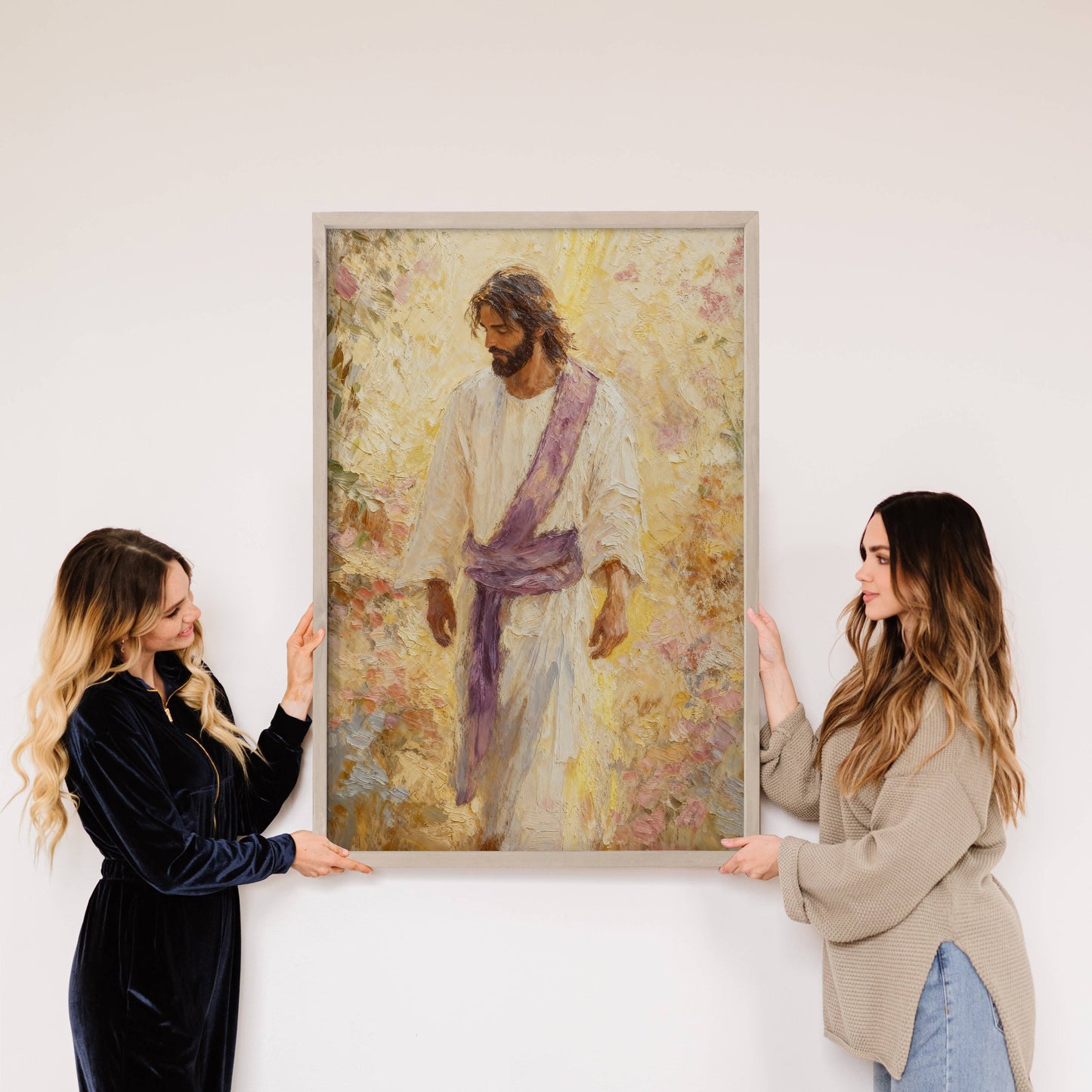 Jesus Golden Radiance - Farmhouse Bedroom Canvas Wall Art