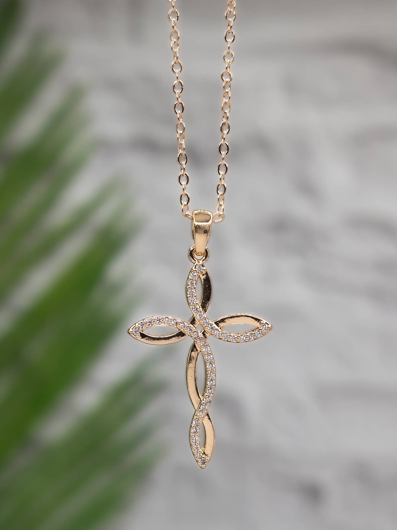 Cross Gold Loop Necklace