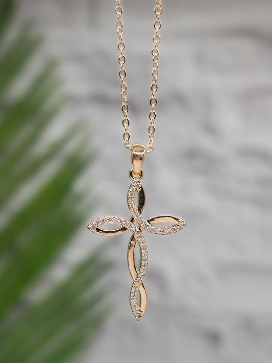 Cross Gold Loop Necklace