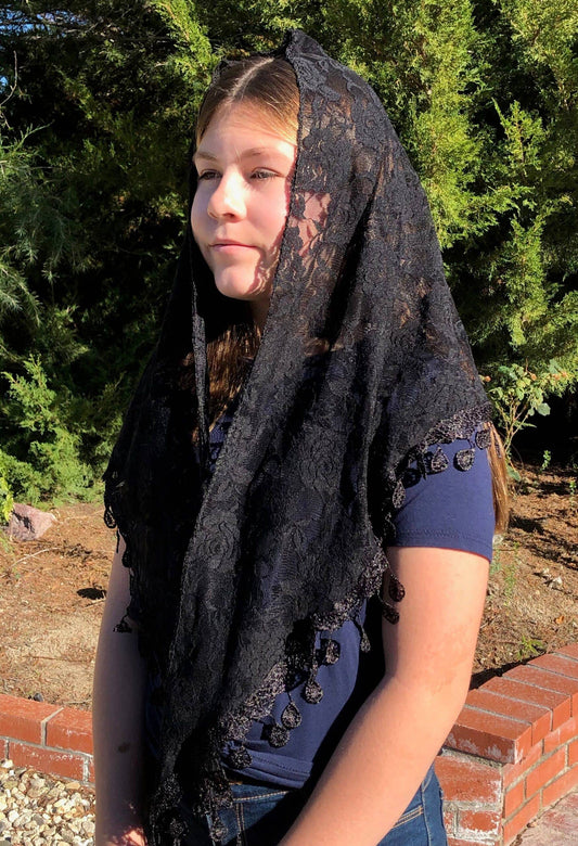 St. Clare of Assisi Veil  -BLACK      (60" x 20")