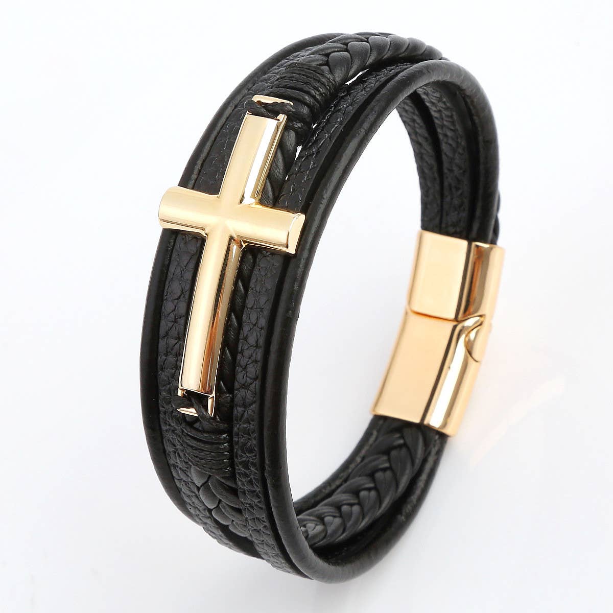 Leather Cross Bracelet
