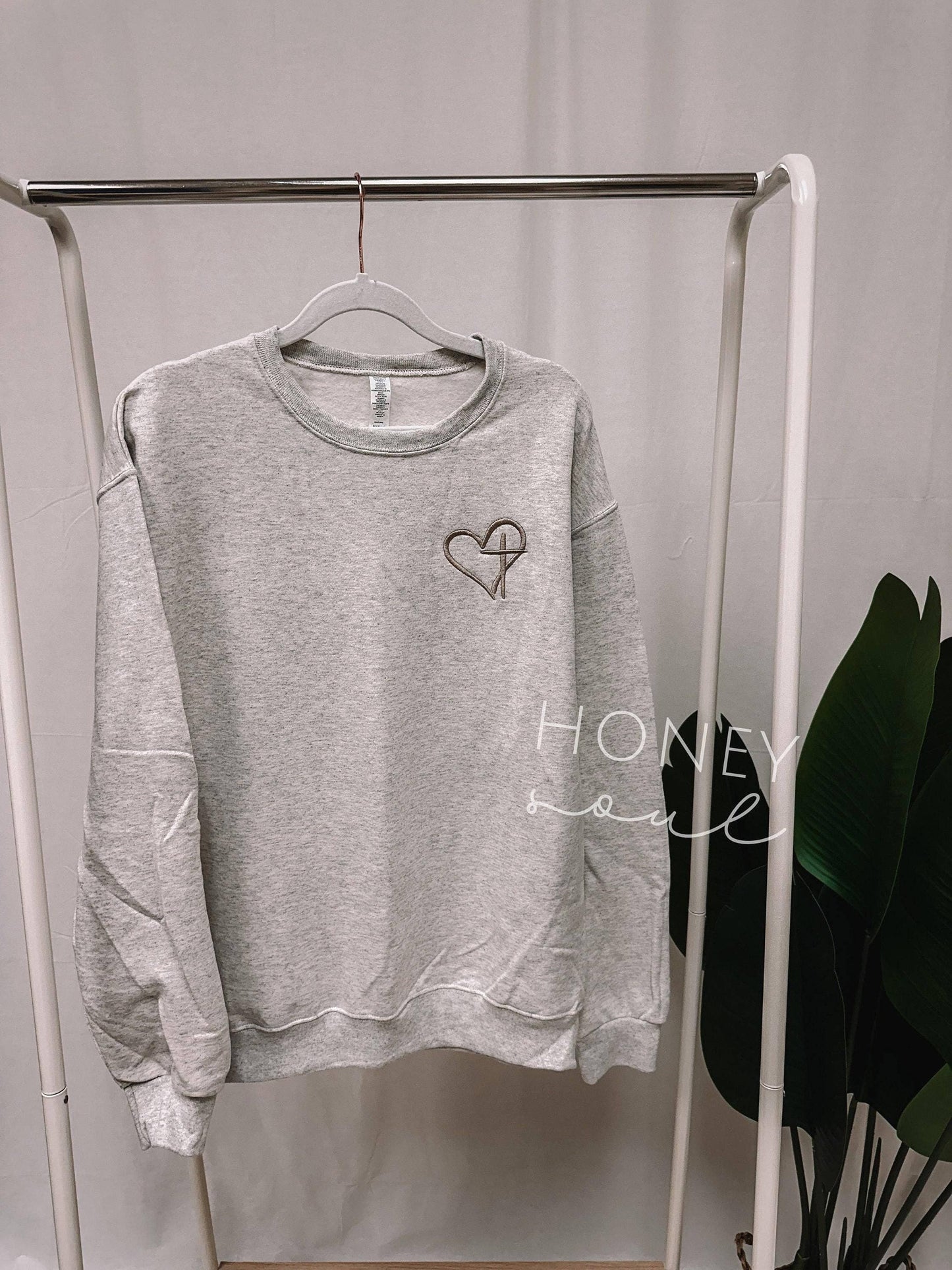 Embroidered Heart and Cross Sweatshirt
