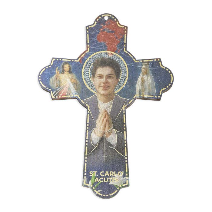Saint Carlo Acutis Wooden Wall Cross