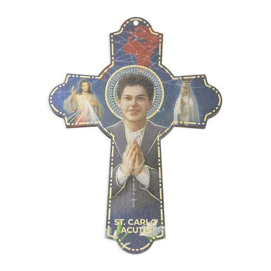 Saint Carlo Acutis Wooden Wall Cross