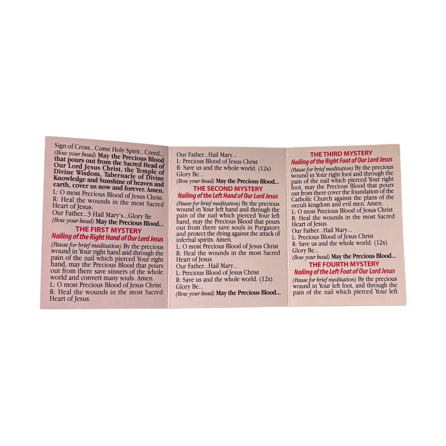 Prayer Card - Chaplet of The Precious Blood (25/pk)