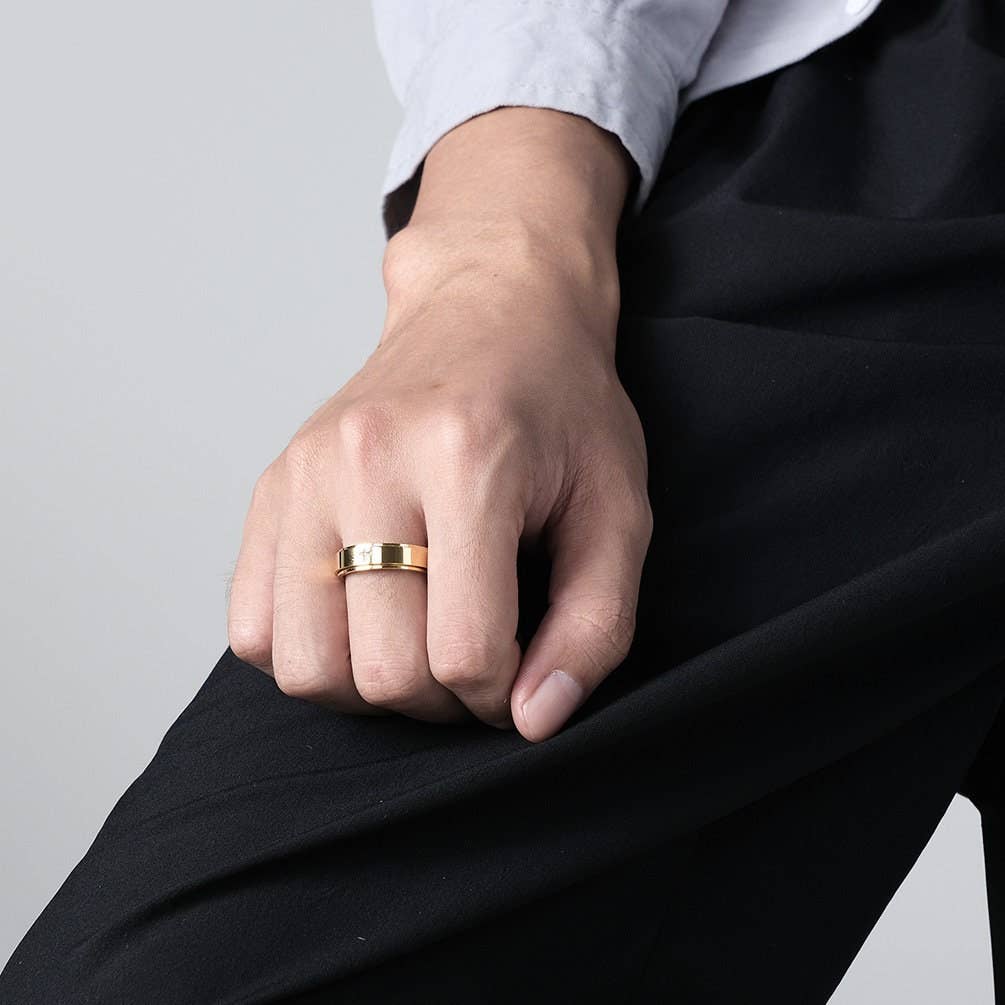 Black Stainless 6mm Cross Spinner Ring