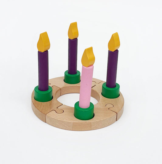 Wooden Advent Wreath for Building and Playing