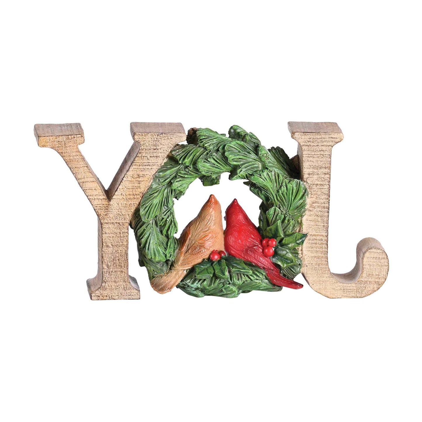 Christmas Figurine Cardinals Joy Wreath