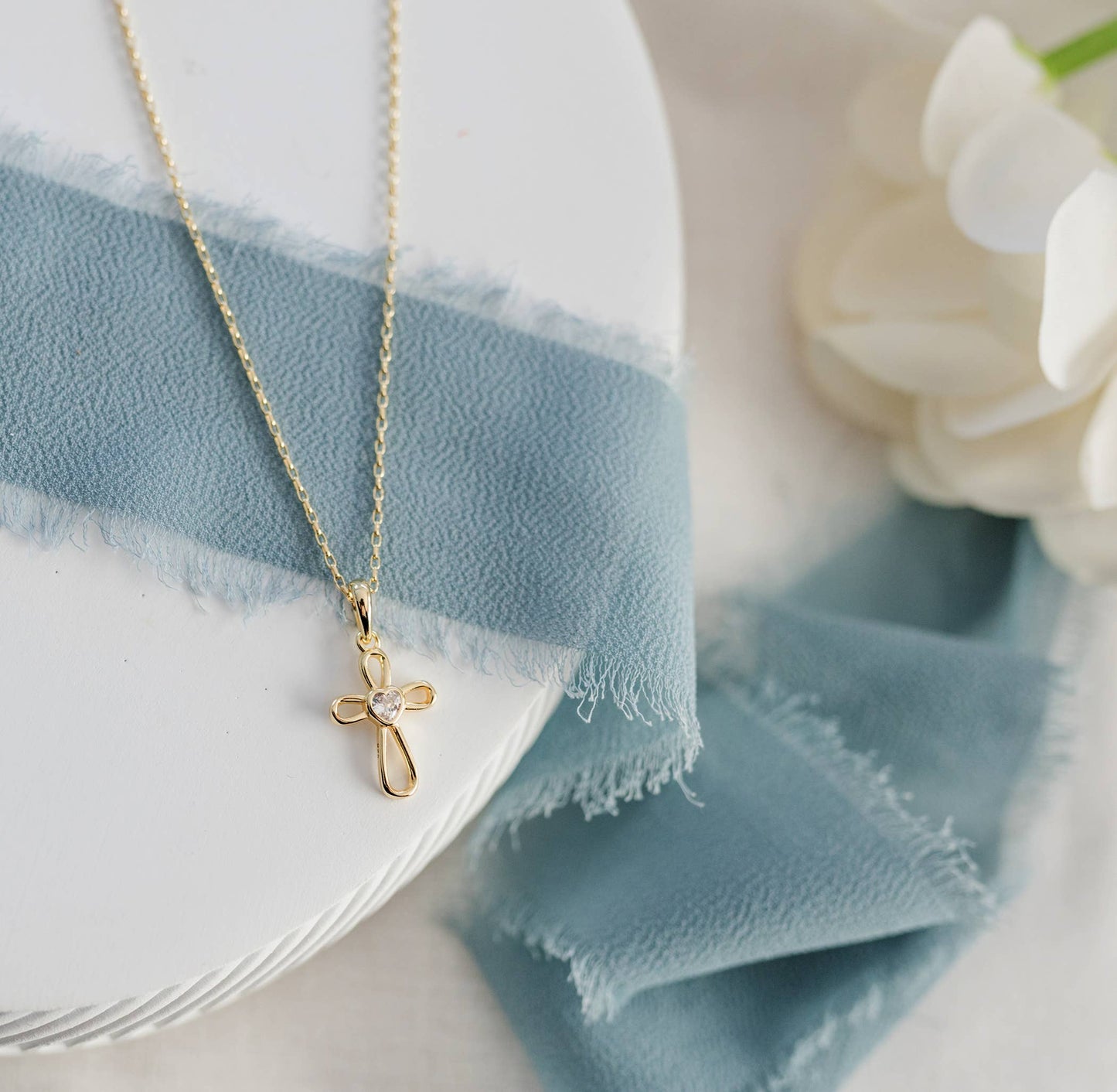 14K Gold-Plated Cross Heart Necklace