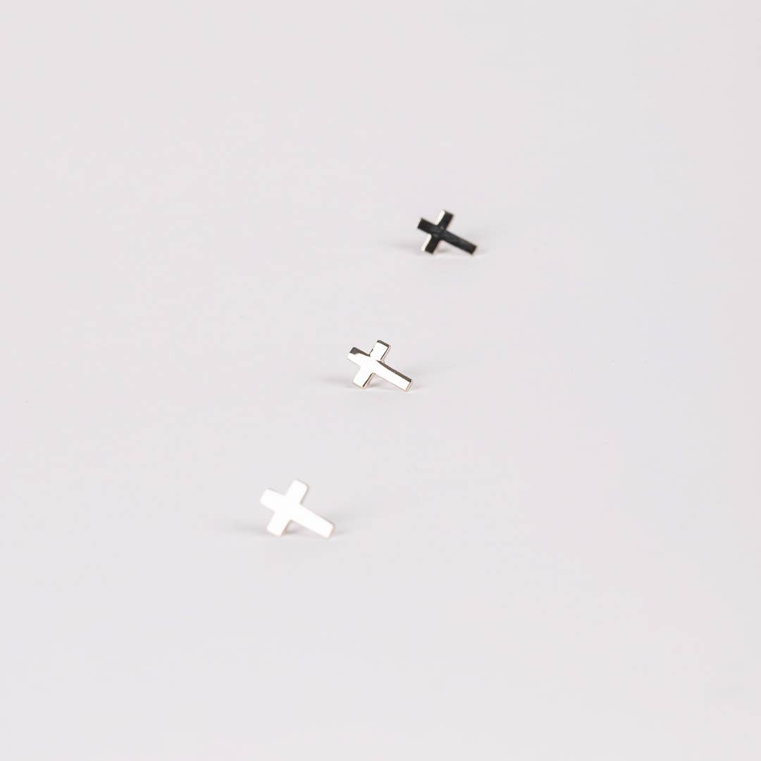 Lapel Pin Cross Silver 1/2In