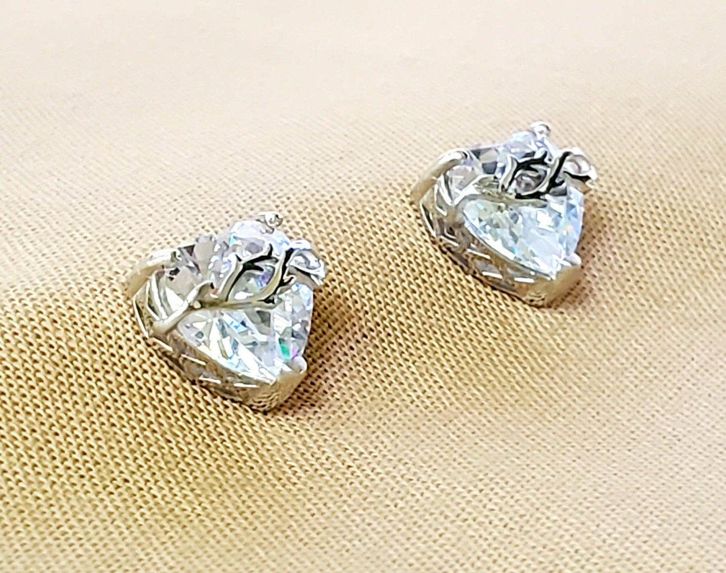 Sacred heart white earrings