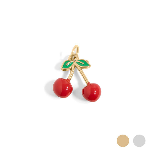18K Gold PVD Stainless Steel Red Cherry Fruit Charm