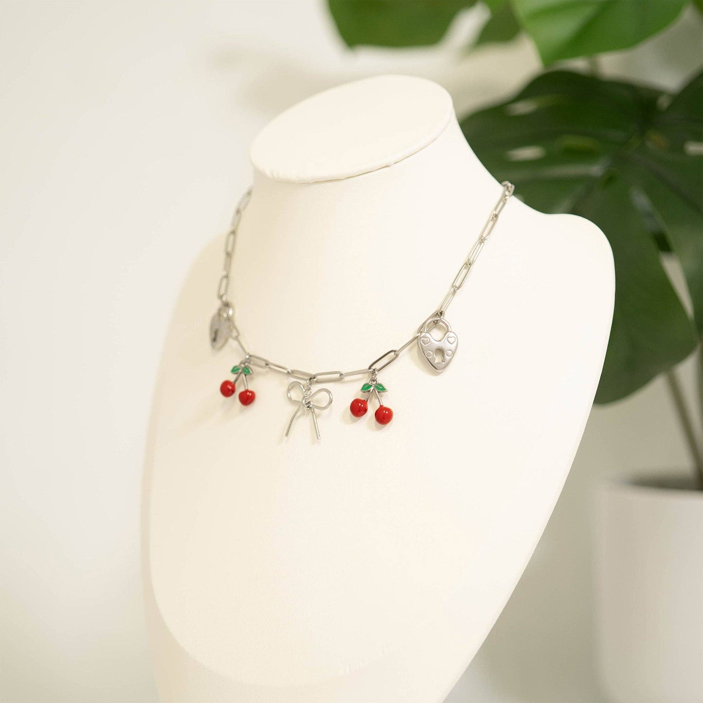 18K Gold PVD Stainless Steel Red Cherry Fruit Charm