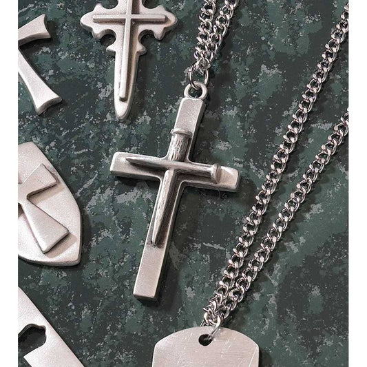 Double Nail Pewter Cross 24" Chain