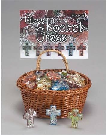 Glass Pocket Cross Assorted Colors