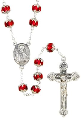 Ruby Rosary Antique Silver Plate