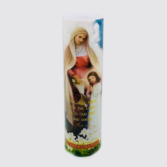Flameless Prayer Candle St Anne and Child Mary