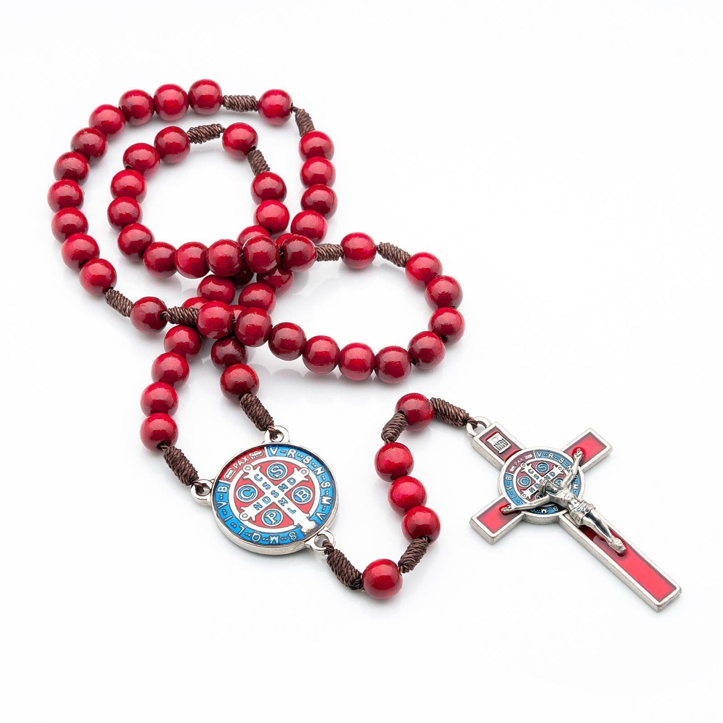 Rosary - St. Benedict Wooden (RED Resin)   20"