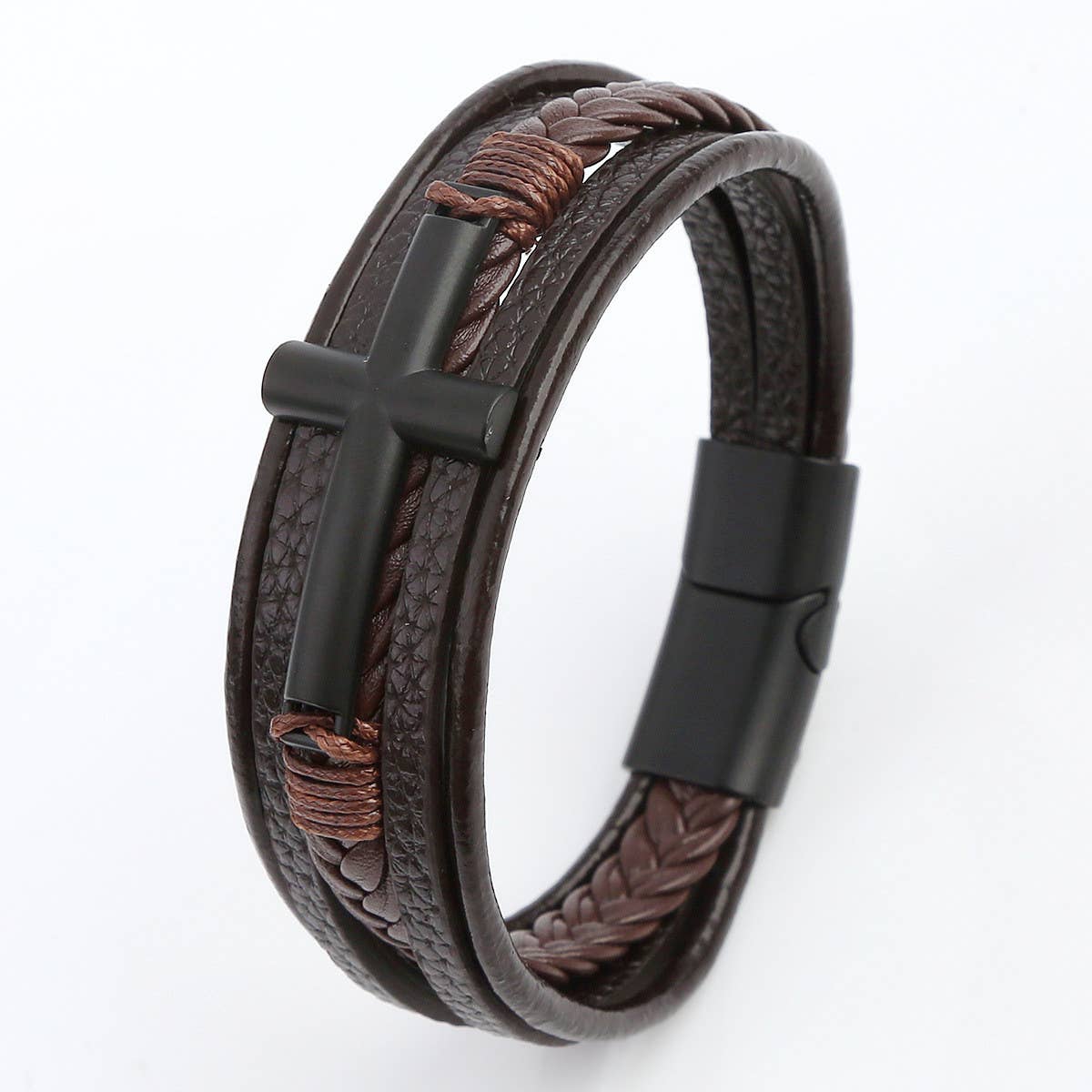 Leather Cross Bracelet