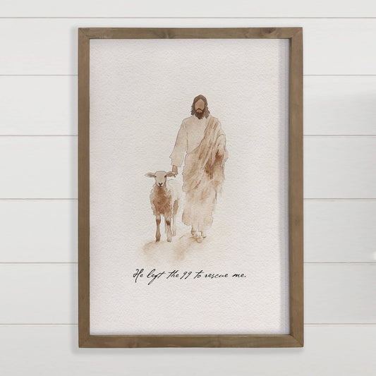 Jesus Sheep Rescue Me - Jesus Canvas Art - Wood Framed Art