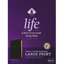 NKJV Life Application Study Bible, Third Edition, Large Print (Red Letter, Bonded Leather, Black, Indexed), Leather, bonded, Black, With thumb index