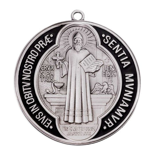 Pewter St. Benedict Medal with Red and Black Epoxy