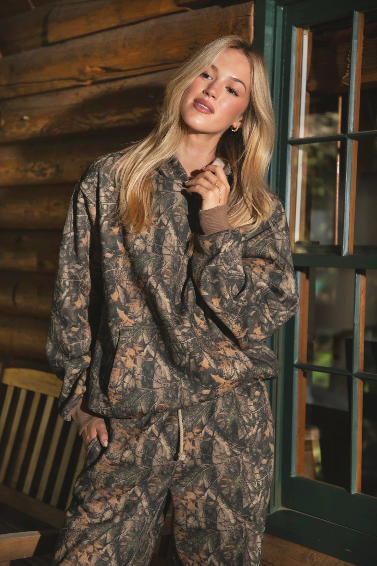 BAYOU Dark Woodland Camo Lounge Fleece Classic Hoodie