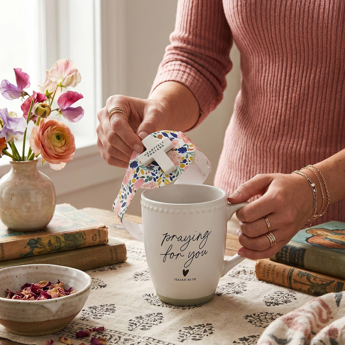 Wrapped In Love Mug with Cross Praying For You