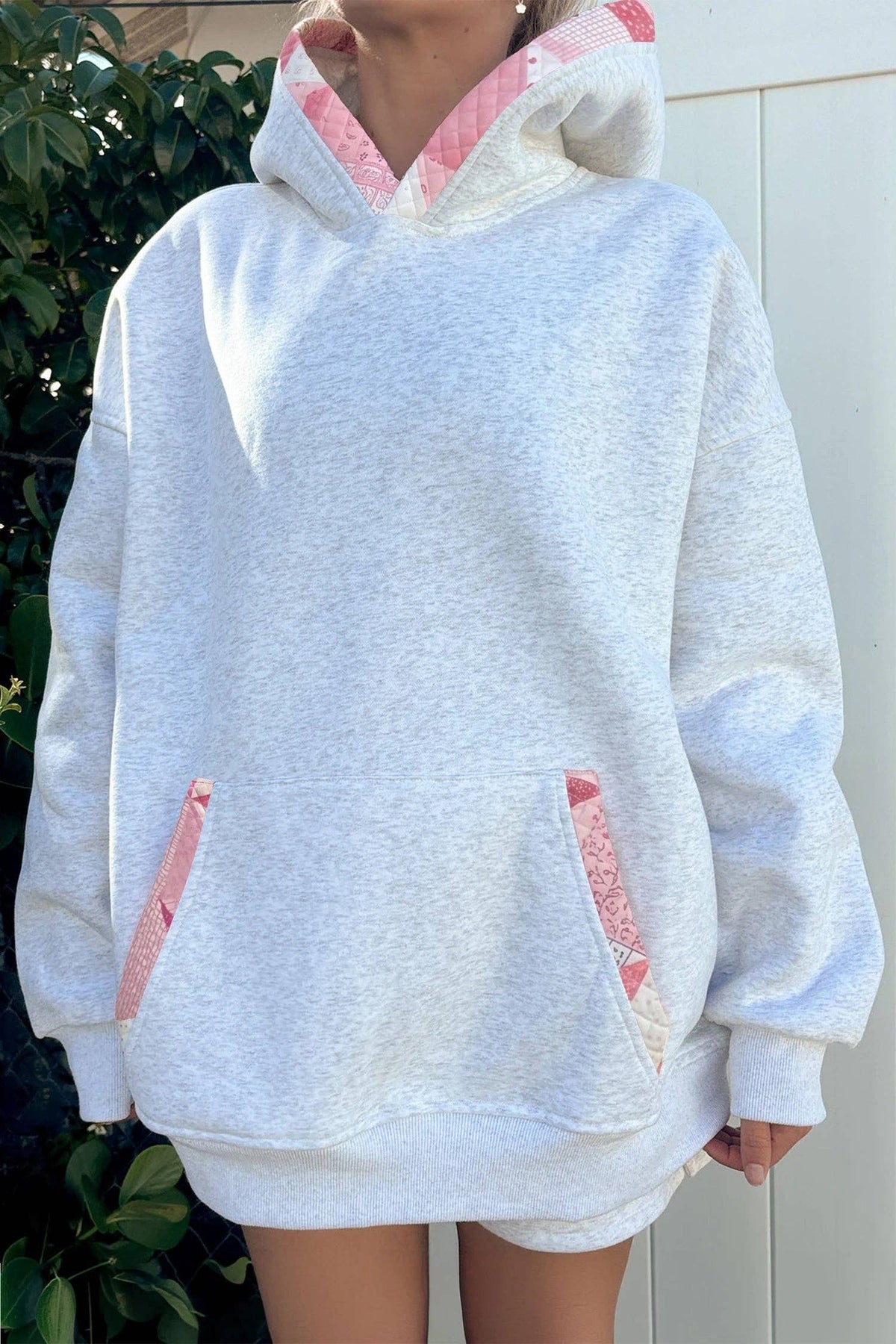 Patchwork Hoodie Long Sleeve Casual Shift Silhouette One Piece